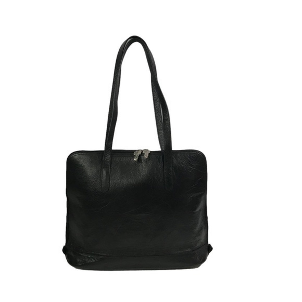 Elegant Black Leather Tote Bag